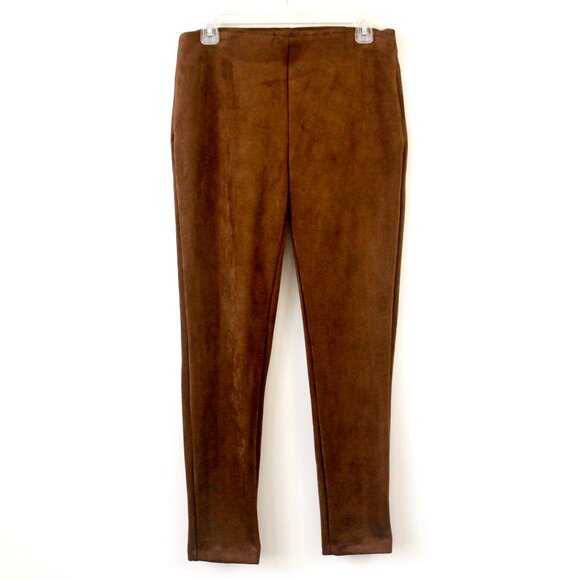NWT Chaps Chocolate Brown Vegan Suede Mid-Rise Fitted Legging Medium - Picture 1 of 10